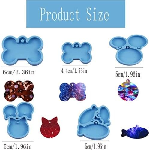 5 Pcs Dog Tag Epoxy Resin Mold Circle Cats Bone Keychain Pendant Silicone Mould DIY Handmade Soap Making DROPSHIP