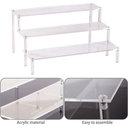 W3JA Acrylic Display Stand 3 Tier Riser Display Shelf Showcase for Action Figures Cupcakes Dessert Candy Treat Display Makeup