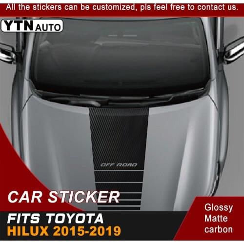 Car decals cool hood off road racing stripe graphic vinyls car stickers custom fit for toyota hilux 2015 2016 2017 2018 2019