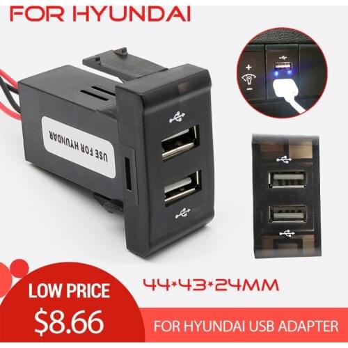 Car Usb Socket 12V To 5V Usb Adapter for Car Usb Charger Port Connector In Car 2.1A Dual 2 Port Phone for Hyundai Tucson Avante