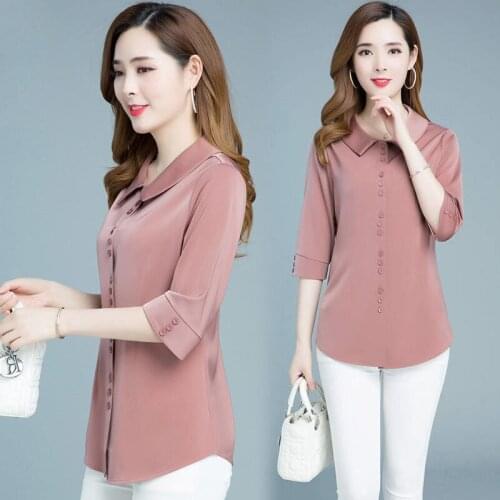 Blouse Women Shirt 2021 Spring Womens Half Sleeve Top 40 Years Old Shirts Shirts Blusas Ropa De Mujer
