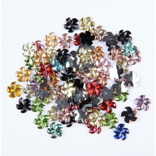 BOLIAO 60Pcs 12mm Mixed Flower Acryl Flat Back Crystal Glue on Bags/Clothes Handmade Art Work Decoration Craft DIY R315