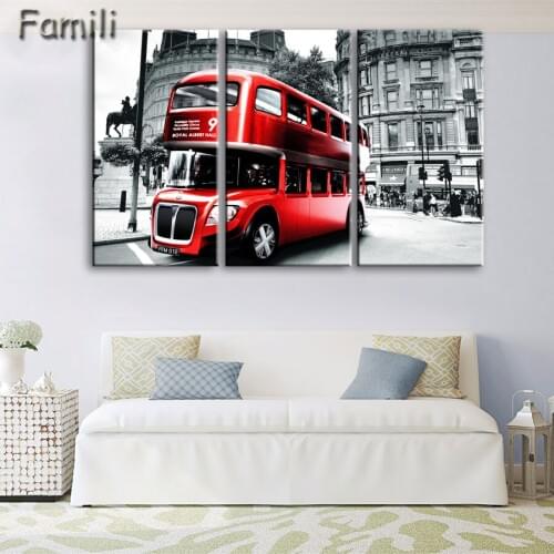 Home Decor Frame Modern HD Printed Canvas Painting 3 Pieces Black White Wall Art Pictures London City Streetscape Poster PENGDA