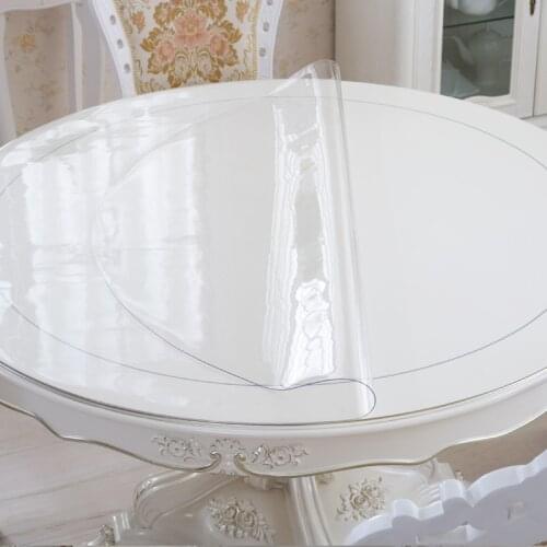 European round tablecloth waterproof oil-proof anti-scalding pvc round household table mat soft plastic glass crystal plate1-2MM