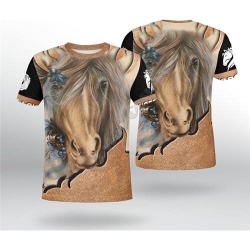 PLstar Cosmos Love Horse 3D Printed t-shirt Harajuku Streetwear T shirts Funny Animal Men For Women Short Sleeve 06