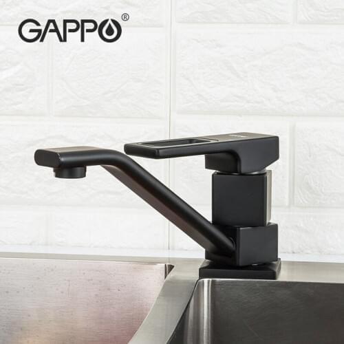 GAPPO Black Kitchen faucet Cold and Hot Water Brass Single Handle rotation Mixer Tap Cozinha Torneira Mixer Tap G4517-6