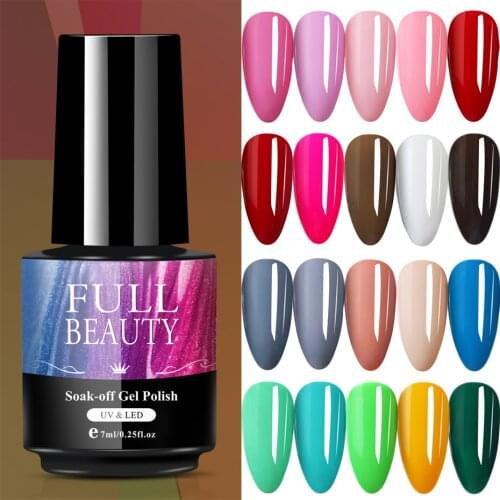 7ml Soak Off UV Gel Varnish Red Green Pink Semi Permanent Lacquer Pure Color Painting Vernis Nail Polish Gel DIY Manicure LY1571