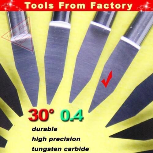 10pcs New Carbide PCB CNC Engraving Machine Router V Bits 30 Degree 0.4mm HUHAO # J3.3004