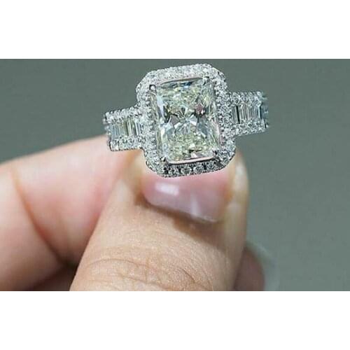 Huitan Luxury Silver Color Wedding Bands Eternity Rings Women Brilliant Geometric Cubic Zirconia Classic Timeless Style Jewelry