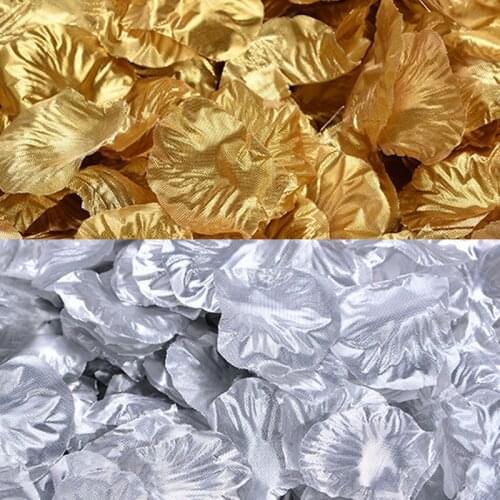4 Bags 400pcs Gold Silver Silk Artificial Flower Rose Petals Leaves Wedding Party DecorValentines Day Bedroom Table Decor