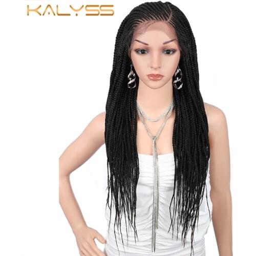 Kalyss 31 Inches Synthetic Wig 13x6" Side Part Hand-Braided Box Wigs Lace Front Twist with Baby Hair Wig For Black Women