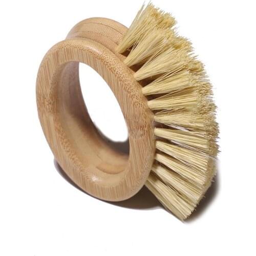 Kitchen Cleaning Brush Sisal Bamboo Ring Shaped Handle Dish Brush Bowl Pot Brush Fruit Vegetable Cleaning Brush Kitchen Tools