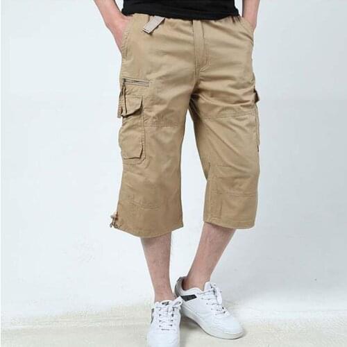 Summer Mens Cotton Shorts Half-length Trousers Multi-Pockets Cargo Pants Hiking Fishing Outdoor Leisure Military Bermuda S-5XL
