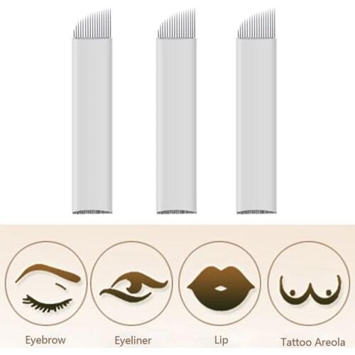 Blade 17 Pin 3D Embroidery Sterilized Stainless Steel Permanent Makeup Needles For Eyebrow Lip Embroidery Microblading Supplies