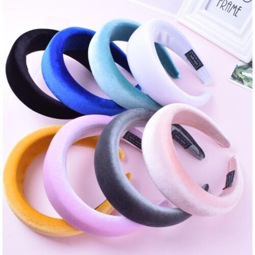 4cm Trendy Fashion Velvet Headband Women Wide Crown Fascinator Retro Hairband Girls Padded Hair Bands Hair Accessories Tools
