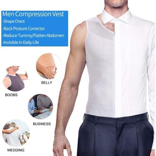 Men Shapers Gynecomastia Vest Chest Binder Posture Corset Abdomen Trainer Belly Reduce Fat Slim Body Shaper Workout Tops Shirt