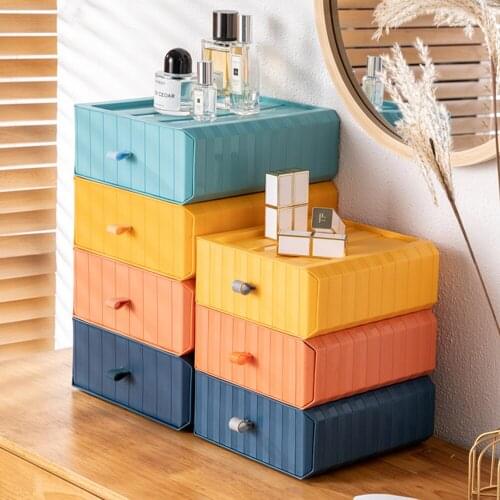 Desktop Drawer Stackable Storage Box Makeup Organizer Cosmetic Drawers Jewelry Display Case Multi-layer Storage Bo