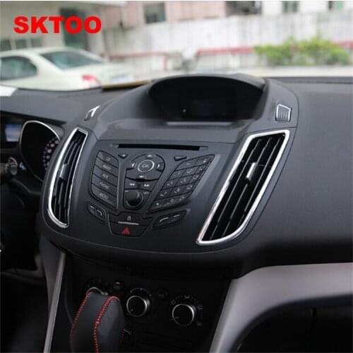 SKTOO 2Pcs Car Chrome Interior Dashboard / Control panel Air Condition Vent Cover Outlet Trim for Ford KUGA ESCAPE 2013 201