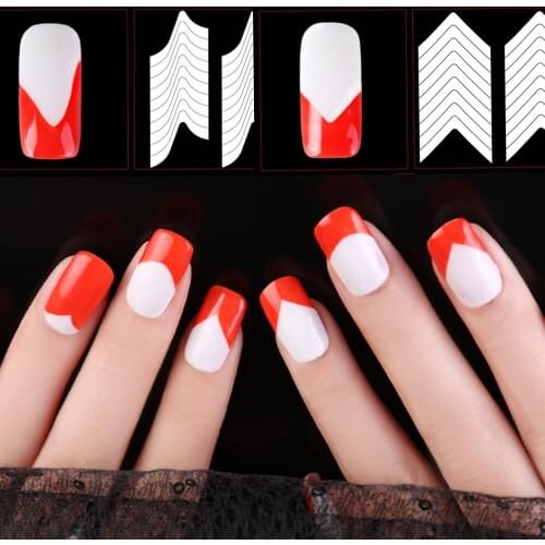 Nail Art Tips 100 Sheets French Style Nail Manicure DIY Nail Art Sticker Guides Stencil Strip Nail Art Tool White Decals
