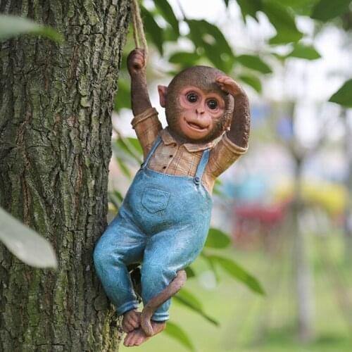 Handmade Garden Decoration Courtyard Decoration Outdoor Tree Decorative Creative Artificial Animal Resin Small Monkey Ornaments