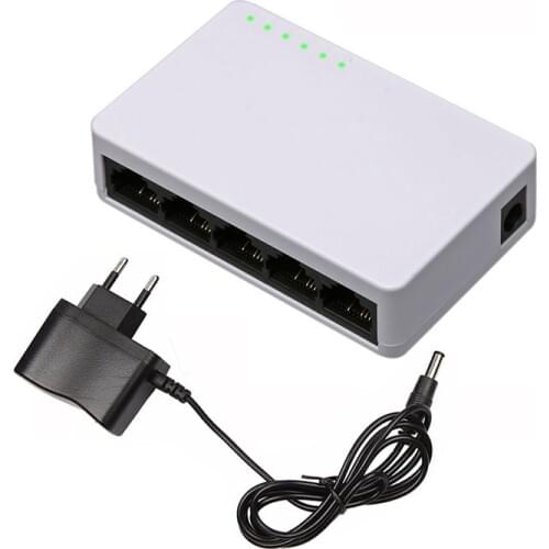 5 Ports 100Mbps High Speed Mini Fast Ethernet LAN RJ45 Network Switch Switcher Hub Desktop PC US/EU adapter