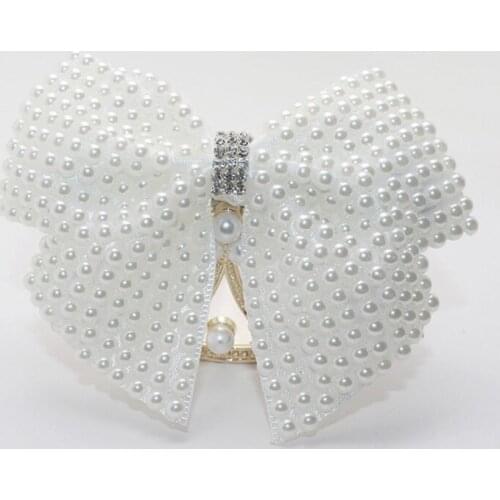 5pcs White Pearl Hair Bows Alligator Clips Knot Hair Clip for Girl Women Kid Ponytail Hair Accessories Hairpin Fashion Headdress