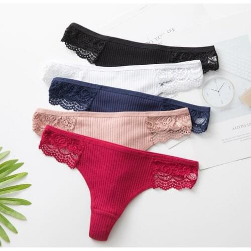 Womens Cotton Sext G-String Thong Panties Thread String Lace Underwear Women Briefs Sexy Lingerie Pants Intimate Ladies