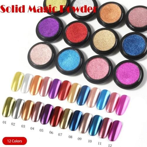 1 Box Solid State Magic Mirror Nail Art Glitter Metallic Colorful Dust Metal Effect Pigment Powder Nails Accesoires Decoration