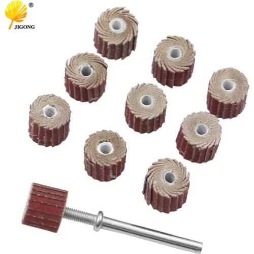 10pcs Accessories 240-Grit Sanding Flap Disc Grinding Sanding Flap Wheels Brush Sand Rotary Tool 10x10x3mm + 1pc Rod