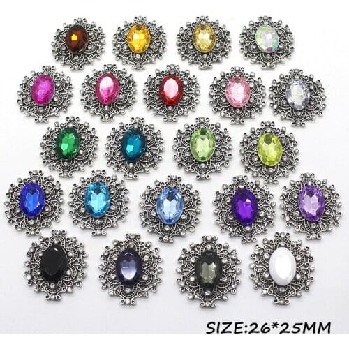 10pcs/lot 26*25MM Diy Accessories Manualidades Sewing Buttons for Wedding Decorative Rhinestone Flatback Button for Clothing