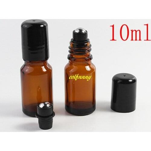 1000pcs/lot 10ml Thick Amber Glass Roll On bottle Empty Essential Oil Perfume Bottles With Stainless Steel & Glass Roller Ball