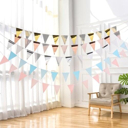 Party Banner Candy Bar Garland Decoration Paper Stripe Garland Bunting Pennant Wedding Birthda Party Decoration