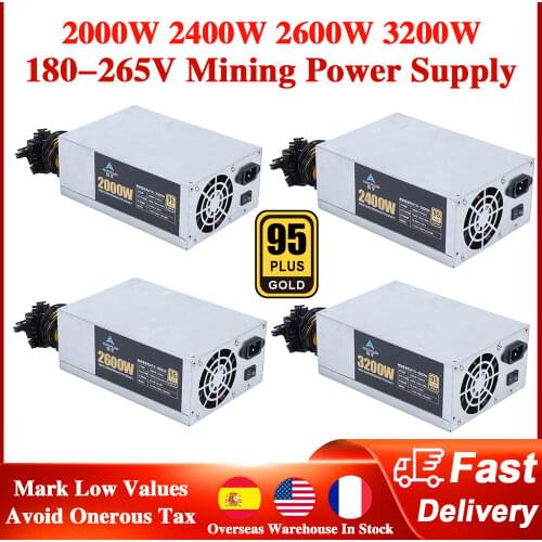 2000W 2400W 2600W 3200W 110V/220V ETH Mining Machine Power Supply Input 10x6Pin 95% Efficiency For Mining Miner Bitcoin Ethereum