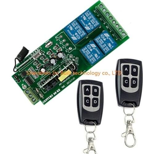 2014 New 85v~250V 4CH RF Wireless Remote Control Relay Switch Security System Garage Doors +2 X Transmitter free shipping
