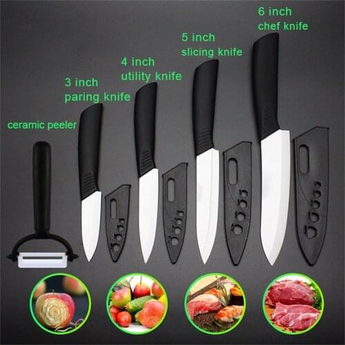 5PCS/Set Ceramic Knife Set Chef Utility Slicer Paring Bread Knives With Peeler Kitchen Knife Zirconia Blade Cooking Cutter