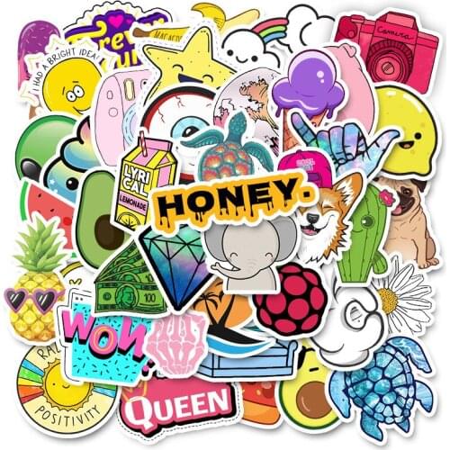 50pcs Cartoon Small Fresh Stickers For Luggage Laptop Decal Skateboard Sticker Moto Bicycle Guitar Fridge Waterproof Sticker