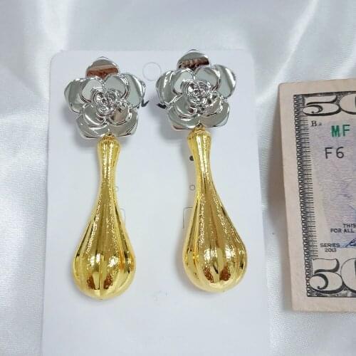 African gold earrings for women big size long drop earring fashion jewelry accessories copper high quality