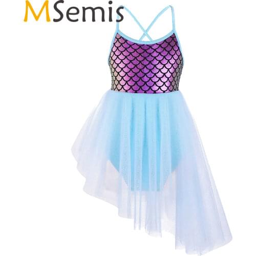 Childrens Lyrical Dancing Dress Sequins Ballet Tulle Dress Girls Kids Tutu Dancewear Gymnastics Leotard Ballerina Party Costumes