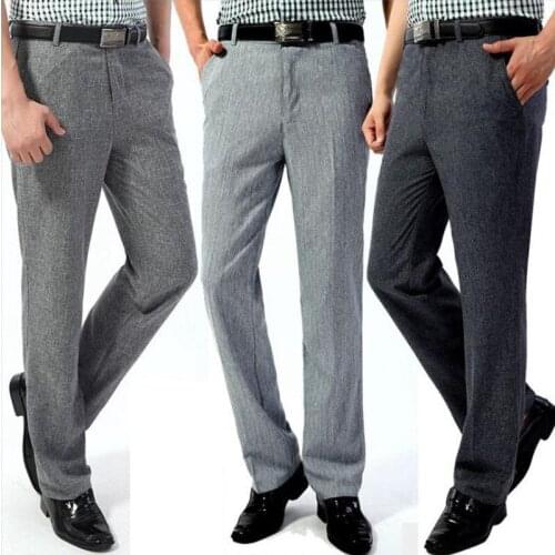 New Summer Thin Mens Casual pants High waist Loose Hot pants Business Casual straight Mens trousers More size 30-40
