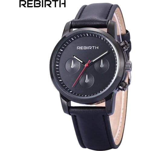 2018 REBIRTH Men Business Quartz Watch Brand Mens Watches Top Brand Luxury Watch Leather Men Dress WristWatch Sports Watch Mens