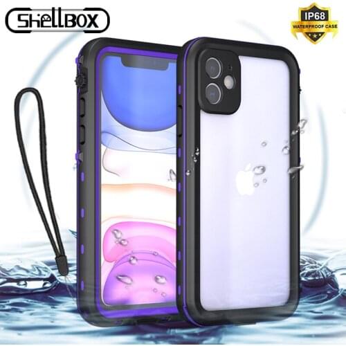 Shellbox IP68 Waterproof Case for iPhone 12 11 Pro Max Shockproof Dustproof Underwater Swimming Cover for XR XS Max Phone Coque