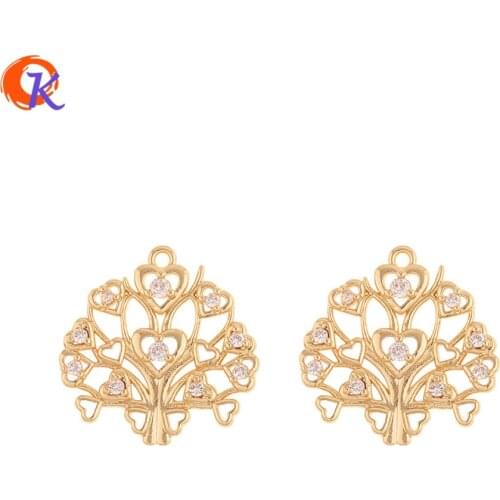 Cordial Design 10Pcs 20*20MM Jewelry Accessories/Hand Made/Tree Shape/Genuine Gold Plating/DIY Parts/CZ Charms/Earring Findings