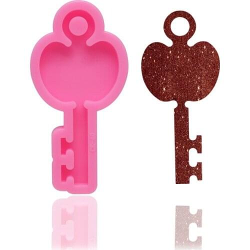 Key-shaped silicone mold fudge chocolate decoration baking mold DIY epoxy resin keychain pendant making mold 8*4cm
