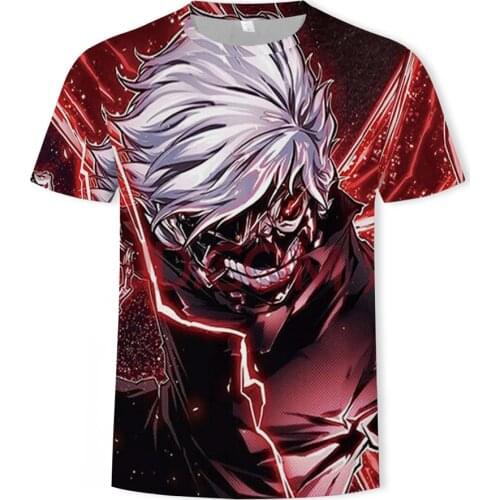 Fashion T Shirt Tokyo Ghoul T-shirt Men Blood Tshirts Casual Ken Kaneki Shirt Print Japan Anime Clothes Cosplay Tshirt Printed