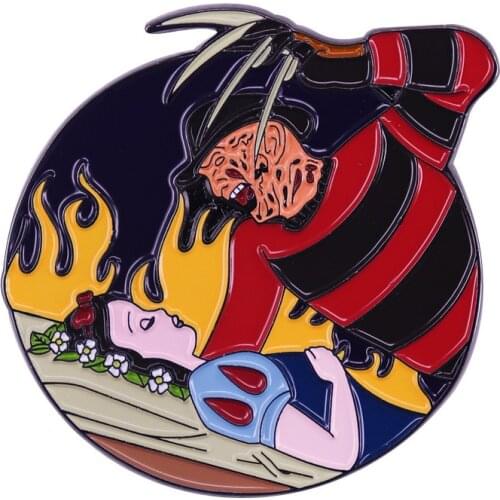 HOSENG Horror Movie TV Brooch Punk Alloy Red Color Lapel Badge Halloween Gothic Backpack Enamel Jewelry Pin HS_351