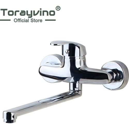 Torayvino Bathroom Faucets Chrome Finished 360 Swivel Single Handle Faucet Wash Basin Mixer Sink Tap Power Wall Mounted Faucet