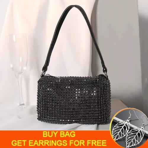 Fashion Small Crossbody Shoulder Bags for Women Shine Rhinestone Leather Messenger Bag Female Phone Purse Handbag