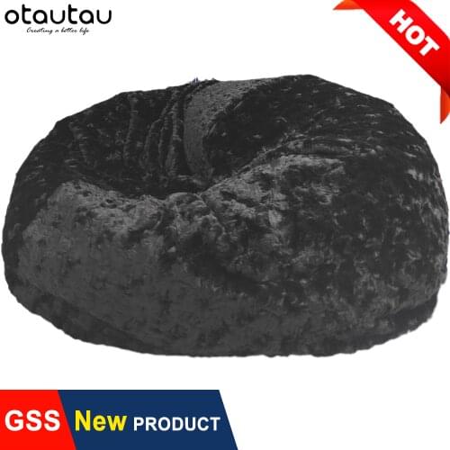 Big Fluffy Velvet Sofa Cover No Stuffed Bean Bag Pouf Ottoman Beanbag Chair Couch for Adults Kids Relax Lounge Seat Futon Puff
