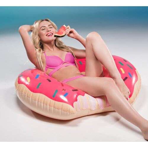 Inflatable Donut Swimming Ring Summer Pool Party Buoy Seat Ring Circle Float Toy Cartoon Printing Inflatable Float Ring