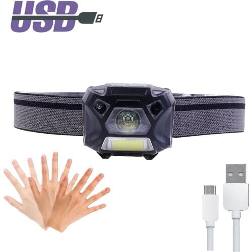 MingRay USB Rechargeable COB headlamp Super Bright Sensor headlight portable camping light outdoor light for night running